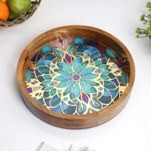 Mandala Bloom Round Tray – Boho Chic Organizer -Large (1 Piece)