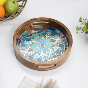 Mandala Bloom Round Tray – Boho Chic Organizer -Small (1 Piece)