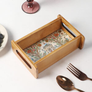 Decorative Tray | Tray For Gifting | Peacock Design | Rectangle Tray | Pine Wood Tray | Tray For Kitchen Organizer (1 Piece)