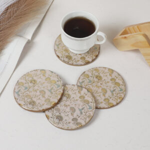 Floral Elegance Resin Coaster Set with Holder (Set of 4)