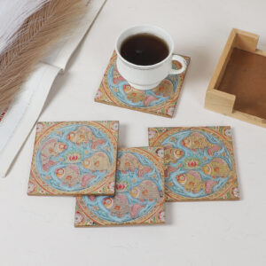 Aqua Harmony Coaster with Stand (Set of 4)