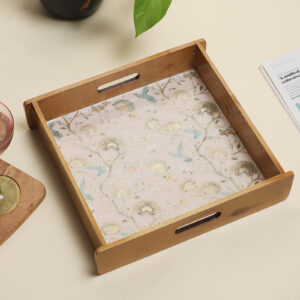 Whispering Blooms Square Wooden Tray - Large