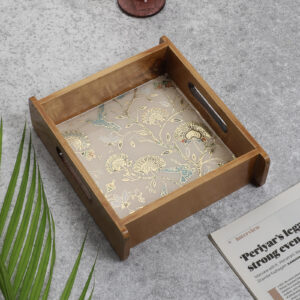 Whispering Blooms Square Wooden Tray - Small