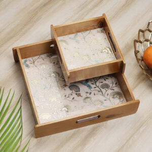 Chirping Garden Wooden Tray Set – Set of 2