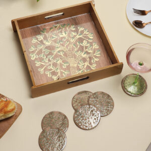 Tree of Harmony Wooden Tray & Coaster Set